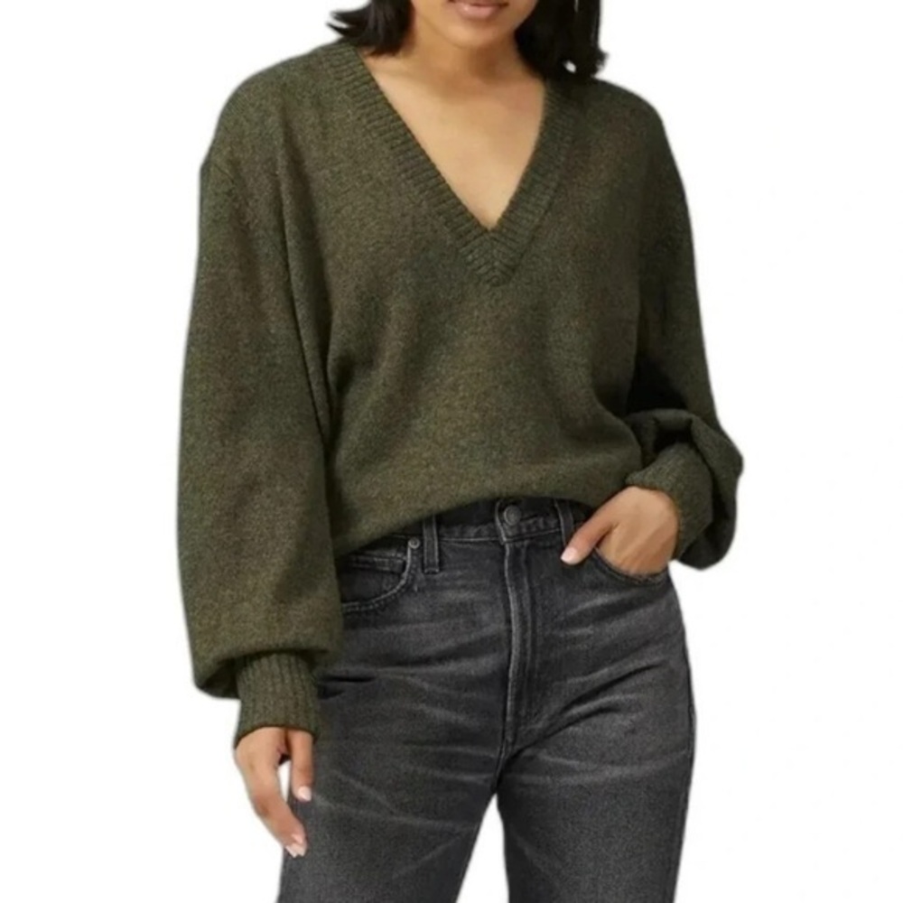 Marissa Webb Olive V-Neck Sweater Size Small